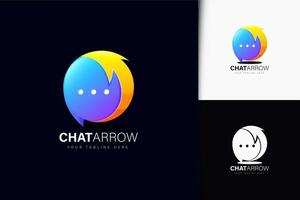 diseño de logotipo de flecha de chat con degradado vector