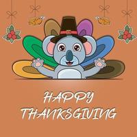 Happy Thanksgiving Greeting Card, Poster, or flyer Celebration Design With Koala Character. vector