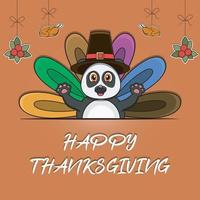 Happy Thanksgiving Greeting Card, Poster, or flyer Celebration Design With Panda Character. vector