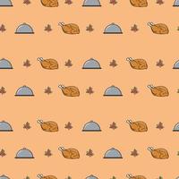 lindos patrones de otoño sin costura para fondos de pantalla y diseño de paredes con chrrey, comida y pollo. vector