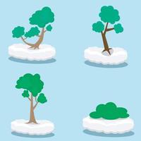 Vector Illustration of Type Icon Wood on Clouds and Blue Color Background.