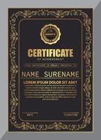 Certificate Design. Diploma currency border template. Dark colored gift voucher award background vector