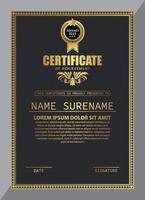 Certificate Design. Diploma currency border template. Dark colored gift voucher award background vector
