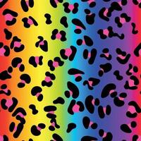 Colorful leopard seamless pattern. Claassic rainbow colored gradient background. vector