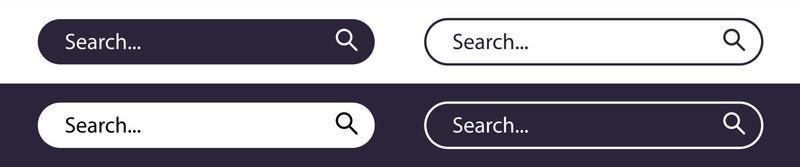 Search bar interface. Search boxes in line and flat design. Dark and light search engine illustrations. vector