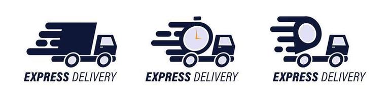 Truck with stop watch express delivery icon for service, order, fast, free and worldwide shipping. vector