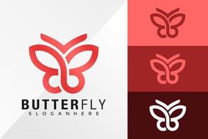 Butterftl letra b plantilla de ilustración de vector de diseño de logotipo