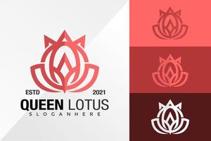 Queen Lotus Flower Logo Design Vector Template