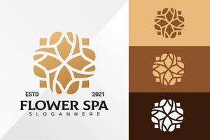 Golden Flower Spa Logo Design Vector Template