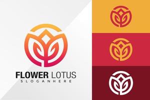 Colorful Flower Lotus Logo Design Vector Template