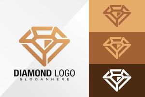 Plantilla de ilustración de vector de diseño de logotipo de joyería de diamante