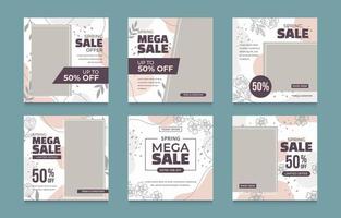 Set of Spring Sale Social Media Background vector