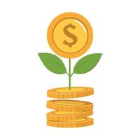 plant growth from money  of pile of coins vector