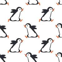 Penguin running cartoon  seamless pattern vector