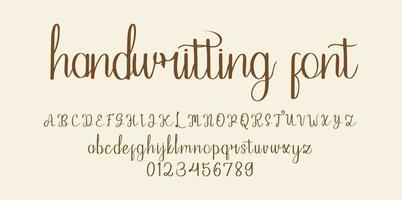 Handwriting script font alphabet vector illustration isolated Background