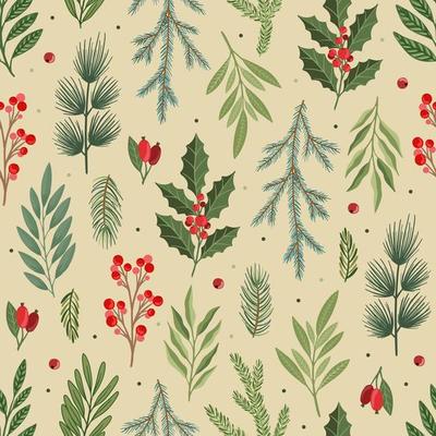 Christmas and New Year seamless pattern, vector xmas background