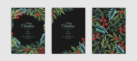 Vector Christmas Cards Set. Holiday Party Card Templates Design