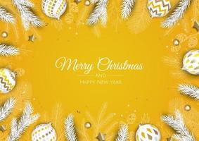 Christmas and New Year background. Bright Winter holiday composition. Greeting card, banner, poster vector