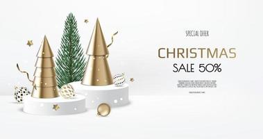 Merry Christmas sale banner template. Greeting card, banner, poster, header for website vector