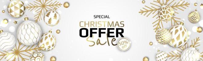 Merry Christmas sale banner template. Greeting card, banner, poster, header for website vector