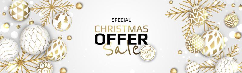 Merry Christmas sale banner template. Greeting card, banner, poster, header for website