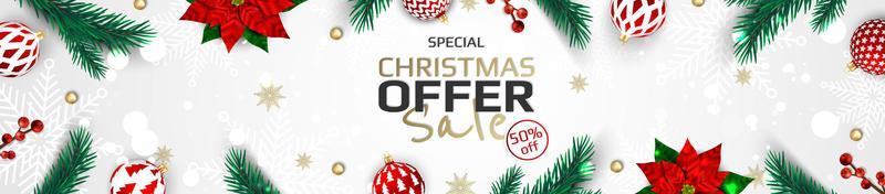 Merry Christmas sale banner template. Greeting card, banner, poster, header for website