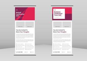 Seminar conference Roll up Banner Design, Business conference poster Roll up leaflet template. Global business conference town hall meeting flye poster DL Flyer, Trend Business Roll Up Banner Design vector