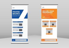 security camera Roll up Banner Design, Real-time security camera Roll up leaflet template. Security protection camera installation service flyer poster DL Flyer, Trend Business Roll Up Banner Design vector