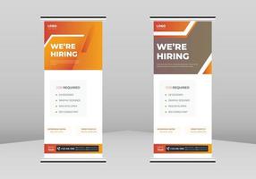 We are Hiring Roll up Banner Design, We are Hiring Roll up leaflet template. We are Hiring flyer poster template. Hiring Employee DL Flyer, Trend Business Roll Up Banner Design vector