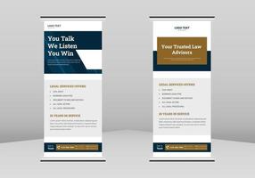 Law firm Roll up Banner Design, Lawyer service Roll up leaflet template. Law firm poster template. Lawyer service poster DL Flyer, Trend Business Roll Up Banner Design vector