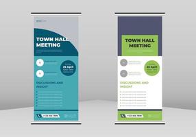 Townhall Meeting Roll up Banner Design, Townhall Meeting Roll up leaflet template. Townhall Meeting flyer poster template. Townhall Meeting DL Flyer, Trend Business Roll Up Banner Design vector
