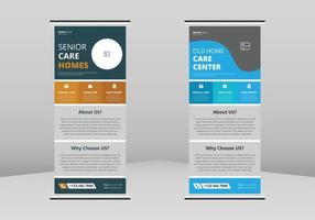 Senior care Roll up Banner Design, Senior care nurse poster Roll up leaflet template. Senior care poster template. Senior care nurse poster DL Flyer, Trend Business Roll Up Banner Design vector