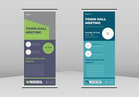 Townhall Meeting Roll up Banner Design, Townhall Meeting Roll up leaflet template. Townhall Meeting flyer poster template. Townhall Meeting DL Flyer, Trend Business Roll Up Banner Design vector
