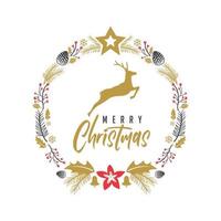 Merry Christmas Reindeer Elegant Rustic Flat vector