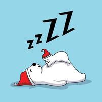 oso polar perezoso durmiendo feliz navidad vector