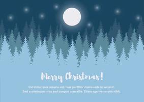 Horizontal Merry Christmas and Happy New Year greeting card. Christmas tree winter landscape. vector