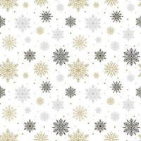 Seamless pattern with gold, black and gray snowflakes isolated on white background. Christmas design. Could be used for gift wrapping paper, prints, fabrics, textiles, web design vector
