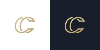 letter C logo design using gold color with line art monogram logo design style . vector