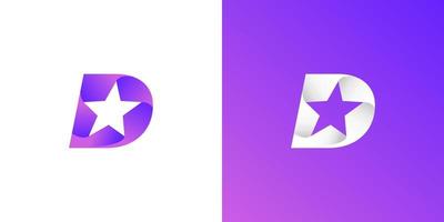 D star logo design . letter D with star concept logo design vector