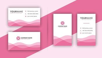 Plantilla de tarjeta de visita rosa creativa de doble cara. orientación vertical y horizontal. disposición horizontal y vertical. ilustración vectorial