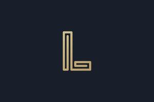 Letter L Logo Gold Geometric Font design vector template Linear style. Infinite looped color line Monogram Logotype concept icon.