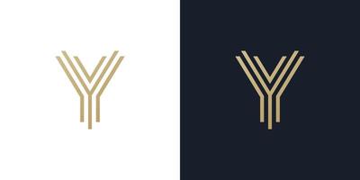 Letter Y Logo Gold Geometric Font design vector template Linear style. letter Y line Monogram Logotype concept icon.