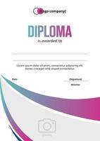 plantilla de diploma con abstracciones y ondas de degradado. diploma plano del ganador de concursos deportivos, científicos y educativos. vector