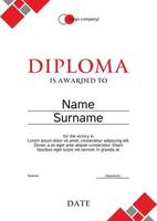 Geometric diploma template with patterns of squares. Diploma of the winner of sports, scientific and educational competitions. vector