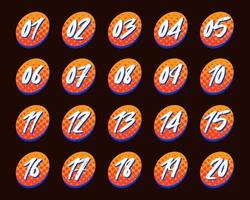 Vibrant colorful number with halftone. Race position. vector