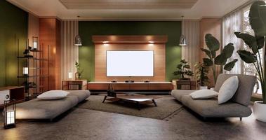 Minimal green Living room.3D rendering photo