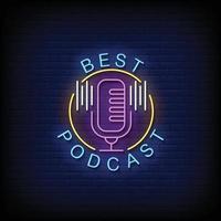 mejor vector de texto de estilo de letreros de neón de podcast