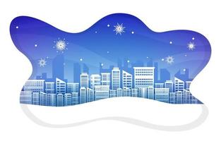 Cityscape City Building Snow Winter New Year Paper Cut Illustration vector