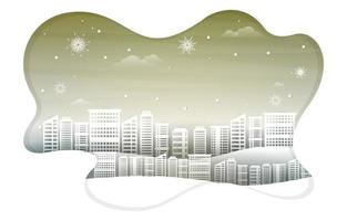 Cityscape City Building Snow Winter New Year Paper Cut Illustration vector