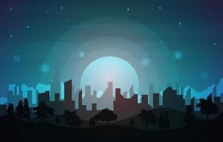 Hermosa ciudad de noche edificio ilustración de vector de tarjeta de celebración de año nuevo